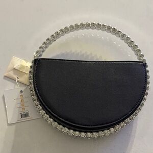 MMS Design Studio Black Clutch with Crystal Accents